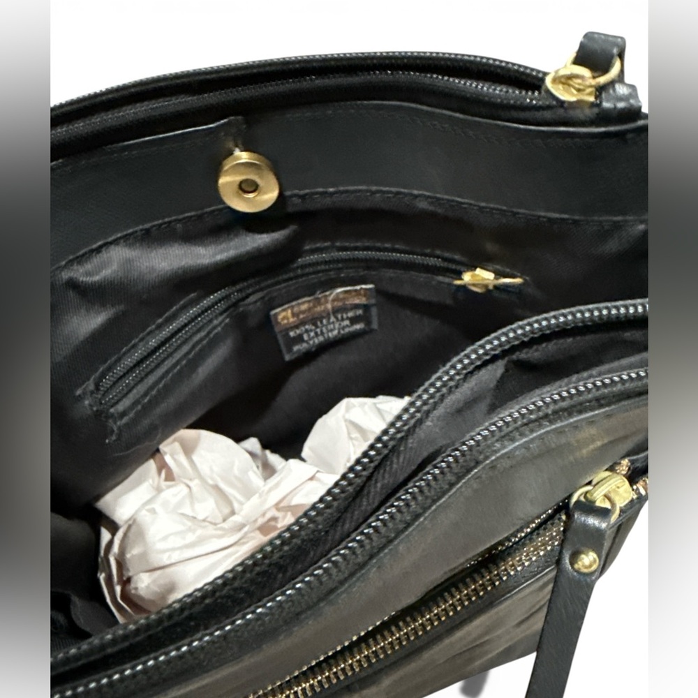 NWOT Great American Leatherworks Soft Leather Black Crossbody Bag  gold hardware - Picture 3 of 3